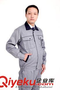 秋冬季工作服 901款灰色鑲邊工作服 廠服 汽修服 工程服 工服 長袖套裝批發定做原始圖片2