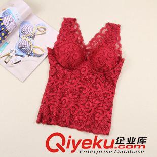 6月1日新品 【帥孜】深V領(lǐng)蕾絲吊帶背心女打底性感修身打底衫帶胸墊