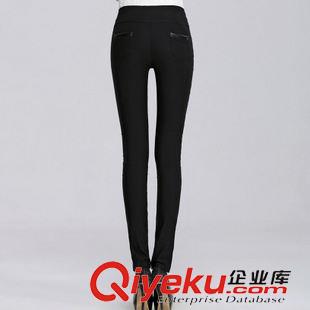 第二期 Y4142#2015春秋薄款顯瘦外穿小腳蕾絲拼皮打底褲大碼中腰鉛筆褲原始圖片3