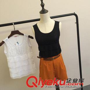 第三期 Y4078#吊带背心2015夏新款女装上衣蕾丝拼接雪纺背心打底衫