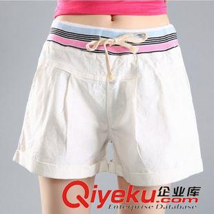6月新款第二期 Y3892#春夏韓版時尚抽繩棉麻短褲 小熊刺繡松緊腰寬松女短褲