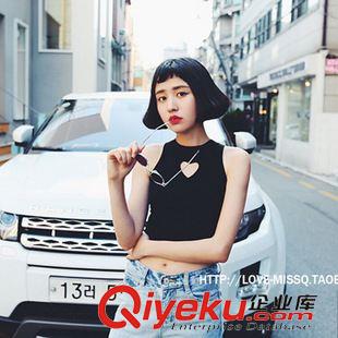 背心 吊帶  Y3947#夏季韓版新款女裝 短款修身純色 圓領(lǐng)無(wú)袖小背心原始圖片3
