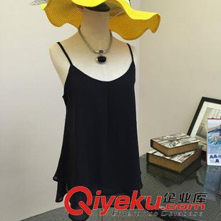 背心 吊帶  Y4080#2015夏裝新款 寬松純色打底雙層雪紡吊帶 背心 女原始圖片3