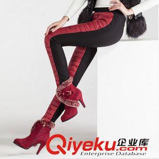 加絨 加厚 保暖 2015秋冬新款女裝 韓版修身顯瘦加厚中腰保暖棉雙面褲羽絨褲
