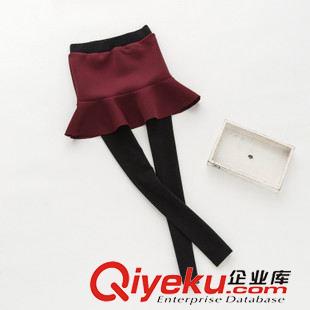 加絨 加厚 保暖 Y4393#韓國東大門同款魚尾包臀裙褲秋冬假兩件太空棉打底褲女潮原始圖片2