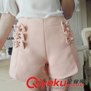 闊腿褲 Y3889#2015夏季新款女裝 韓國名媛公主風蝴蝶結前開叉闊腿短褲原始圖片2