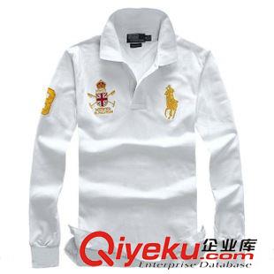 長袖polo衫/T恤 外貿(mào)品牌男裝春裝新款hg刺繡polo衫純棉運動長袖T恤潮批發(fā)定做