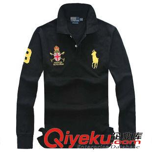 長袖polo衫/T恤 外貿(mào)品牌男裝春裝新款hg刺繡polo衫純棉運動長袖T恤潮批發(fā)定做