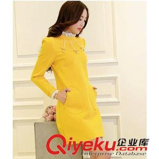 2015-8月秋款 2015女裝秋款加肥加大碼韓版胖妹妹穿顯瘦中長(zhǎng)款長(zhǎng)袖連衣裙 批發(fā)原始圖片3