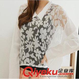 2015夏季新款防曬服 韓國(guó)代購(gòu)2015夏裝新款碎花網(wǎng)紗防曬拼接透氣上衣原始圖片3