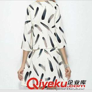 休閑套裝  運(yùn)動(dòng)裝 歐洲站鑲鉆上衣+印花裙套裝原始圖片3