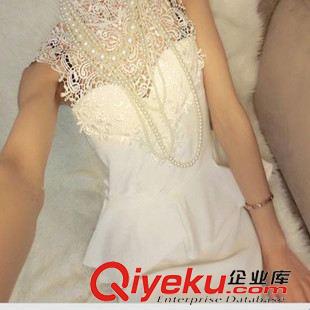 新婚伴娘禮服 2015新款時尚甜美 氣質(zhì) 性感 露背花邊掛脖連衣裙原始圖片2