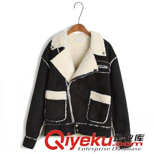 歐款上裝 2015韓國(guó)東大門(mén)復(fù)古百搭機(jī)車(chē)翻領(lǐng)麂皮皮毛羊羔毛皮毛一體機(jī)車(chē)外套原始圖片2