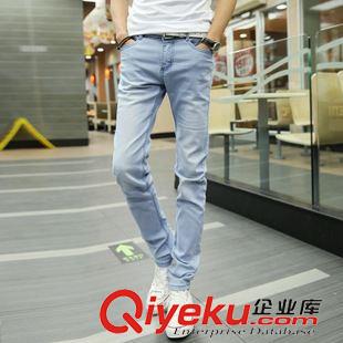 歐款下裝 2015新款新品潮男薄款牛仔褲男士夏裝修身小腳褲男韓版休閑長褲原始圖片2