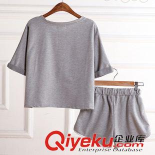 7月16號上新 15夏季新款  韓版代購款印花圓領套頭女式t  加抽繩雙口袋短褲原始圖片3
