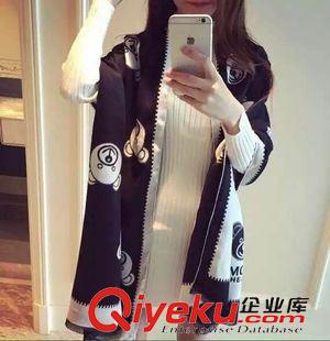 吊帶，小背心 韓國代購同款 15秋冬款小熊頭仿羊絨正反兩用女式大圍巾披肩原始圖片2
