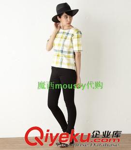 原單區(qū) 15夏季新款日單 moussy 官網(wǎng)新款 格子短袖套頭圓領t恤批發(fā)原始圖片3