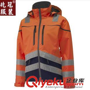 反光棉服 專業(yè)定做橙紅色反光冬季棉服 安全防衛(wèi)工裝 防水保潔棉大衣