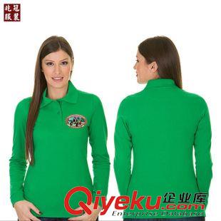 女式長(zhǎng)袖POLO衫 供應(yīng)翻領(lǐng)女式長(zhǎng)袖T—shirt,針織polo恤衫，套頭多色供選原始圖片2