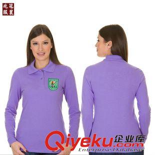 女式長袖POLO衫 修身型廣告衫定做 polo 翻領(lǐng)T恤 批發(fā)定做團體衫 女款文化衫