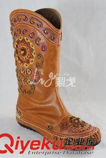 冬款雪地靴系列 2014秋冬民族風(fēng)串珠繡花印巴風(fēng)情短靴平底手工PU泰國(guó)進(jìn)口中筒靴女原始圖片2
