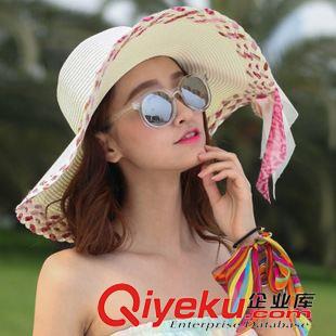 遮陽帽 防紫外線韓版沙灘帽大沿帽夏天蝴蝶結(jié)圓頂遮陽帽可折疊大檐草帽女原始圖片2