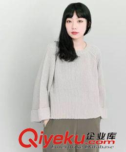 8.28~ kbf 15秋款 卷邊袖子寬松插肩袖毛衣 女原始圖片2