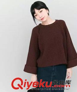 8.28~ kbf 15秋款 卷邊袖子寬松插肩袖毛衣 女原始圖片3