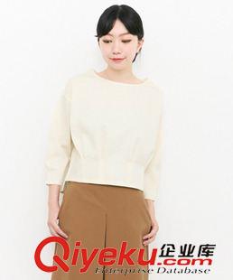T恤 日本原單KBF下擺捏折前短后長(zhǎng)圓領(lǐng)襯衣原始圖片3