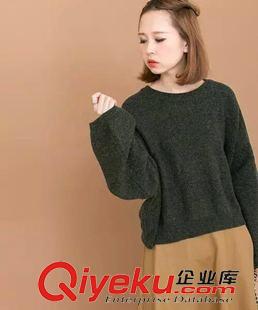 毛衣/針織衫  日單 15秋冬 羊仔毛質(zhì)感肥袖寬松短款毛衣 女原始圖片2