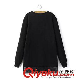 2015年新款 歐美dp女 中長款寬松字母小鳥刺繡加絨加厚紗網衛衣女套頭絨衫