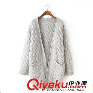 3號新款 韓版dp秋冬新款女 中長款純色粗針提花毛衣外套寬松女針織開衫原始圖片2