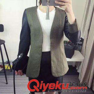 3號(hào)新款 歐美風(fēng)秋新款女 七分袖拼色修身短款西服休閑小西裝外套女上衣