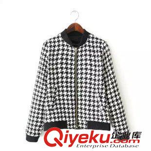 3號新款 歐美風 皮袖拼接毛呢無扣外套女士休閑短上衣 秋冬新款女