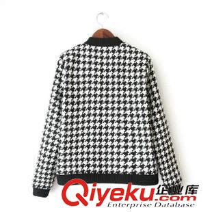 3號新款 歐美復古潮千鳥格休閑寬松立領夾克棒球服開衫短外套女上衣原始圖片2