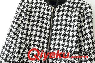 3號新款 歐美復古潮千鳥格休閑寬松立領夾克棒球服開衫短外套女上衣原始圖片3