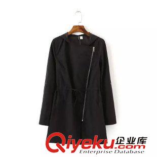 1-2號新款 歐美dp秋季新款女 中長軍綠色連帽抽繩派克風衣大衣外套女上衣原始圖片3