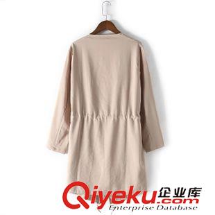 5-6號新款 歐美ZA新款秋 寬松抽繩收腰休閑女式上衣長款風(fēng)衣外套大衣 女裝原始圖片2