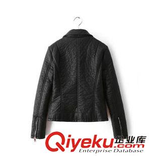 皮衣 秋冬新款歐美dp款修身斜拉鏈翻領(lǐng)機車PU皮皮衣休閑外套女裝原始圖片2