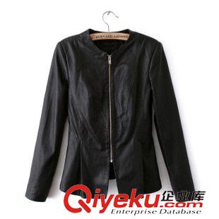 皮衣 歐美2014春裝新品同款機(jī)車(chē)款水洗珠光長(zhǎng)袖翻領(lǐng)修身皮衣短裝外套
