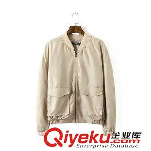 夾克、棒球服 歐美風(fēng)立體貼布網(wǎng)格立領(lǐng)大口袋夾克棒球服外套中長款女式上衣女裝