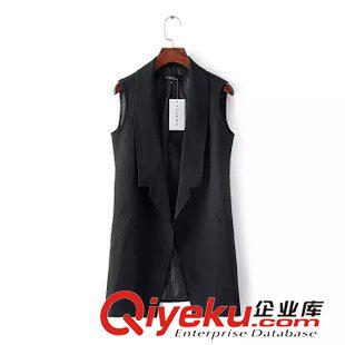 女士外套 韓版時(shí)尚馬夾無袖中長款西裝領(lǐng)女式馬甲外套開衫女式上衣 女新款原始圖片2