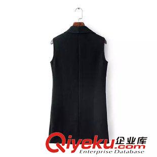 女士外套 韓版時(shí)尚馬夾無袖中長款西裝領(lǐng)女式馬甲外套開衫女式上衣 女新款原始圖片3