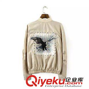 女士外套 歐美dp秋季新款女  后背老鷹刺繡夾克棒球服外套男女款情侶外套原始圖片2