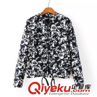 棉衣 秋冬裝新款歐美風(fēng)專柜款加厚印花花夾克式棉衣棉服外套女裝批發(fā)
