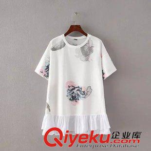 T 恤 2014夏裝新款歐美同款短袖印花圓領(lǐng)套頭T恤 女上衣 女裝批發(fā)