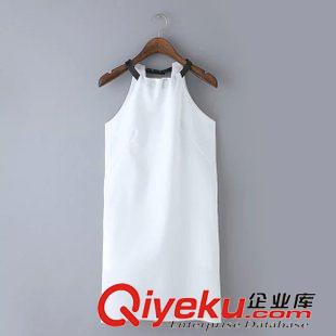 連衣裙 2014夏季新款歐美時尚女裝肩部鏈條裝飾荷葉袖連衣裙女裙子