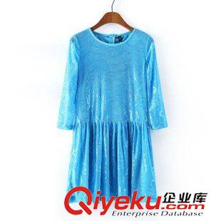 連衣裙 韓國東大門荷葉袖修身V領水洗牛仔連衣裙百褶裙長裙女裙子 夏季女