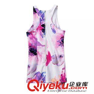 連衣裙 歐美風印花V領背心不規則修身連衣裙女裙子 夏季新款女裝原始圖片2