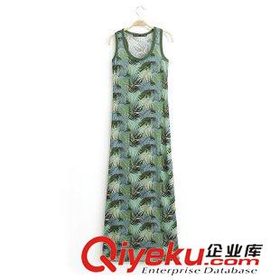 連衣裙 歐美dp春夏新同款時尚花卉印花圓領無袖修身氣質連衣裙女